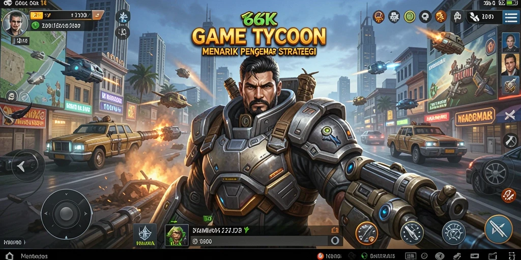 Gameplay <strong>66K</strong> menampilkan serunya mengelola bisnis Tycoon.