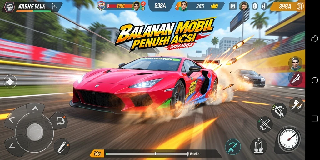 Screenshot utama 898A menampilkan balapan mobil yang penuh adrenalin.