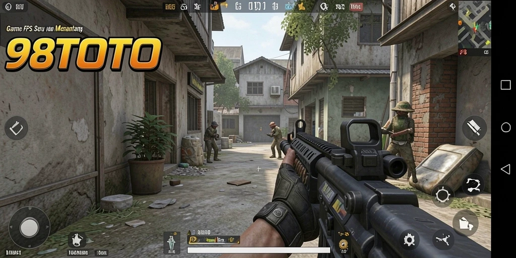Screenshot menampilkan aksi pertempuran intens dalam 98TOTO.