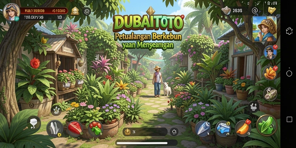 Tampilan gameplay DUBAITOTO yang memukau dengan aktivitas berkebun.