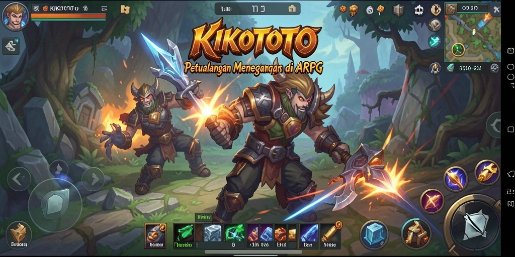 Gameplay seru KIKOTOTO dengan pertarungan dan eksplorasi yang mendalam.