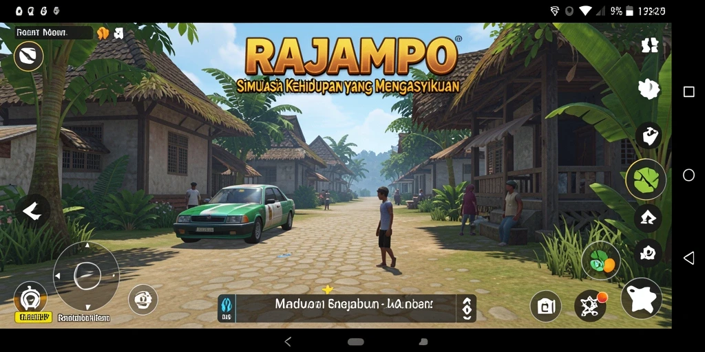 Tampilan gameplay menarik dalam RAJAMPO yang menggambarkan simulasi kehidupan.