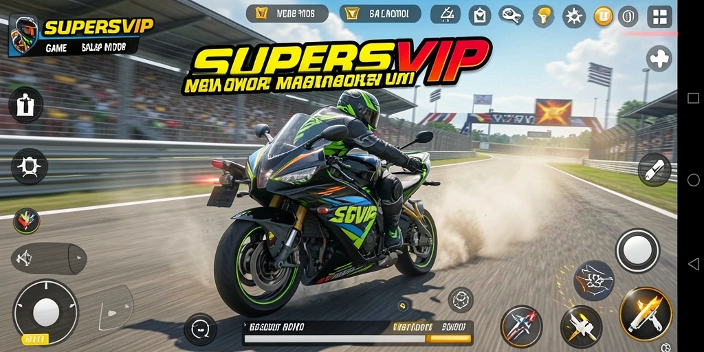 Tampilan aksi balapan seru dalam game SUPERSVIP.