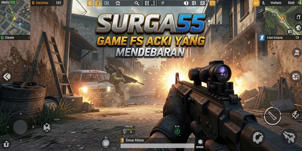 Gameplay mendebarkan dalam pertempuran FPS yang intens.